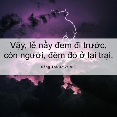 Picture 06 - Sáng Thế 32:21 VIE - Vậy, lễ nầy đem đi trước, còn - Bible Verse Picture