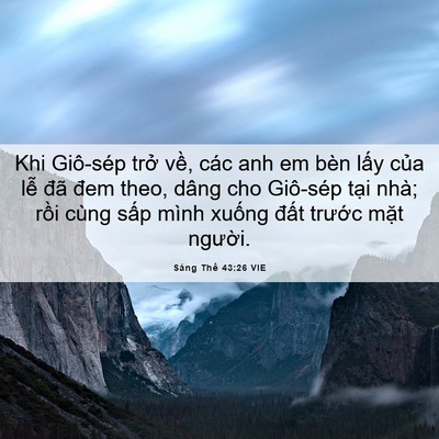 Picture 06 - Sáng Thế 43:26 VIE - Khi Giô-sép trở về, các anh em bèn lấy - Bible Verse Picture
