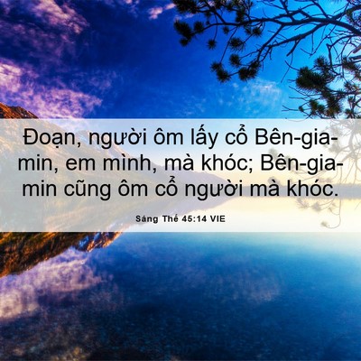 Picture 06 - Sáng Thế 45:14 VIE - Đoạn, người ôm lấy cổ Bên-gia-min, em - Bible Verse Picture