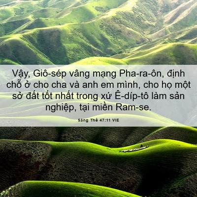 Picture 06 - Sáng Thế 47:11 VIE - Vậy, Giô-sép vâng mạng Pha-ra-ôn, định - Bible Verse Picture