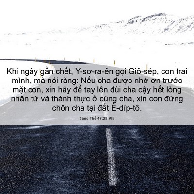 Picture 06 - Sáng Thế 47:29 VIE - Khi ngày gần chết, Y-sơ-ra-ên gọi - Bible Verse Picture