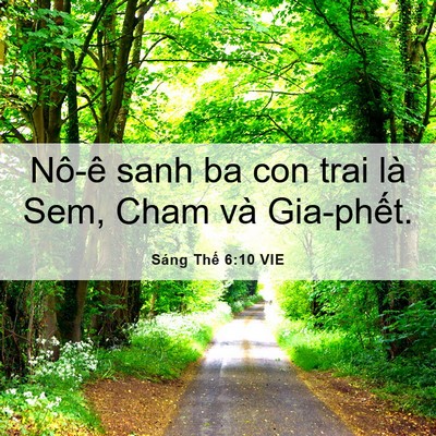 Picture 06 - Sáng Thế 6:10 VIE - Nô-ê sanh ba con trai là Sem, Cham và - Bible Verse Picture
