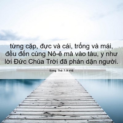 Picture 06 - Sáng Thế 7:9 VIE - từng cặp, đực và cái, trống và mái, - Bible Verse Picture