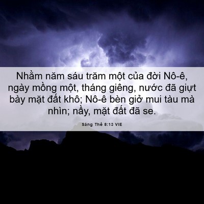 Picture 06 - Sáng Thế 8:13 VIE - Nhằm năm sáu trăm một của đời Nô-ê, - Bible Verse Picture