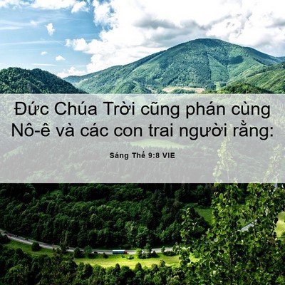 Picture 06 - Sáng Thế 9:8 VIE - Đức Chúa Trời cũng phán cùng Nô-ê và - Bible Verse Picture
