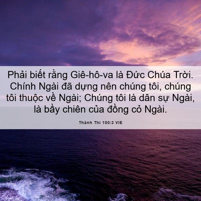 Picture 06 - Thánh Thi 100:3 VIE - Phải biết rằng Giê-hô-va là Đức Chúa - Bible Verse Picture