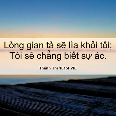 Picture 06 - Thánh Thi 101:4 VIE - Lòng gian tà sẽ lìa khỏi tôi; Tôi sẽ - Bible Verse Picture