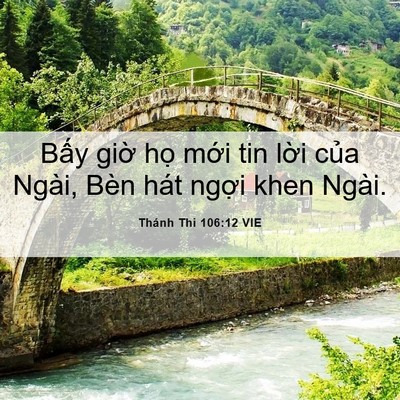 Picture 06 - Thánh Thi 106:12 VIE - Bấy giờ họ mới tin lời của Ngài, - Bible Verse Picture