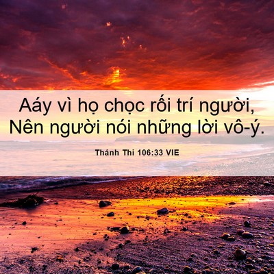Picture 06 - Thánh Thi 106:33 VIE - Aáy vì họ chọc rối trí người, Nên - Bible Verse Picture