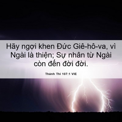 Picture 06 - Thánh Thi 107:1 VIE - Hãy ngợi khen Đức Giê-hô-va, vì Ngài - Bible Verse Picture