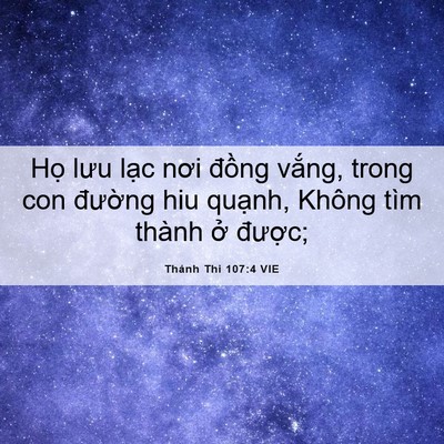 Picture 06 - Thánh Thi 107:4 VIE - Họ lưu lạc nơi đồng vắng, trong con - Bible Verse Picture