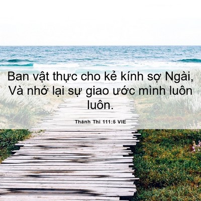 Picture 06 - Thánh Thi 111:5 VIE - Ban vật thực cho kẻ kính sợ Ngài, Và - Bible Verse Picture