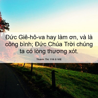Picture 06 - Thánh Thi 116:5 VIE - Đức Giê-hô-va hay làm ơn, và là công - Bible Verse Picture