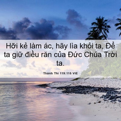 Picture 06 - Thánh Thi 119:115 VIE - Hỡi kẻ làm ác, hãy lìa khỏi ta, Để - Bible Verse Picture