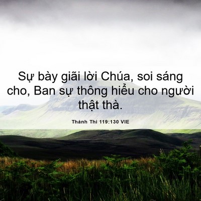 Picture 06 - Thánh Thi 119:130 VIE - Sự bày giãi lời Chúa, soi sáng cho, Ban - Bible Verse Picture