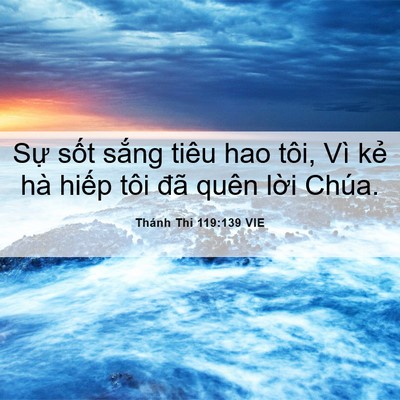 Picture 06 - Thánh Thi 119:139 VIE - Sự sốt sắng tiêu hao tôi, Vì kẻ hà - Bible Verse Picture