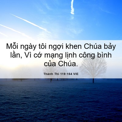 Picture 06 - Thánh Thi 119:164 VIE - Mỗi ngày tôi ngợi khen Chúa bảy lần, - Bible Verse Picture