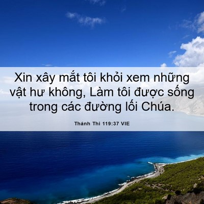 Picture 06 - Thánh Thi 119:37 VIE - Xin xây mắt tôi khỏi xem những vật hư - Bible Verse Picture