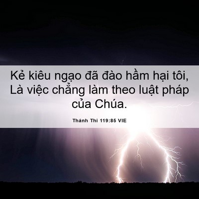 Picture 06 - Thánh Thi 119:85 VIE - Kẻ kiêu ngạo đã đào hầm hại tôi, - Bible Verse Picture