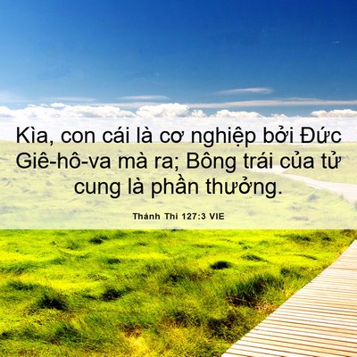 Picture 06 - Thánh Thi 127:3 VIE - Kìa, con cái là cơ nghiệp bởi Đức - Bible Verse Picture