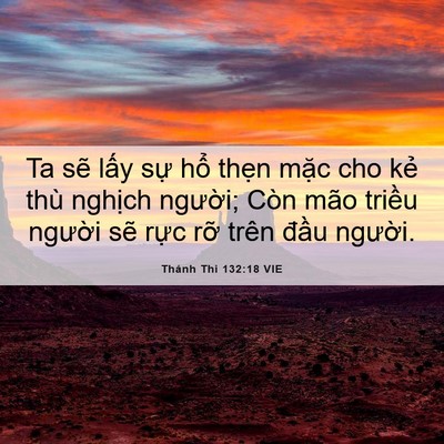 Picture 06 - Thánh Thi 132:18 VIE - Ta sẽ lấy sự hổ thẹn mặc cho kẻ - Bible Verse Picture
