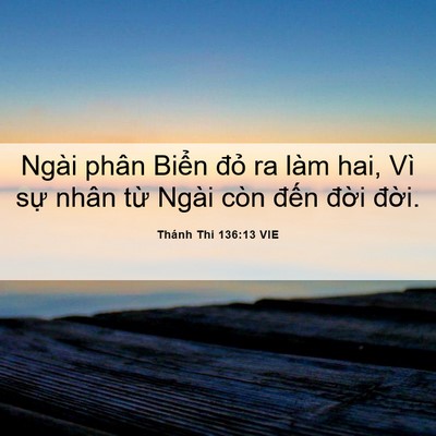 Picture 06 - Thánh Thi 136:13 VIE - Ngài phân Biển đỏ ra làm hai, Vì sự - Bible Verse Picture