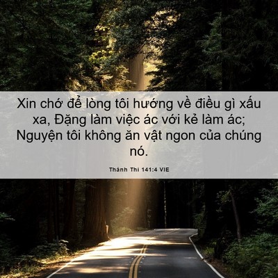 Picture 06 - Thánh Thi 141:4 VIE - Xin chớ để lòng tôi hướng về điều - Bible Verse Picture