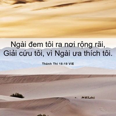 Picture 06 - Thánh Thi 18:19 VIE - Ngài đem tôi ra nơi rộng rãi, Giải cứu - Bible Verse Picture
