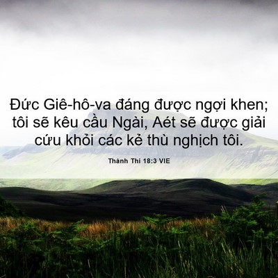 Picture 06 - Thánh Thi 18:3 VIE - Đức Giê-hô-va đáng được ngợi khen; - Bible Verse Picture