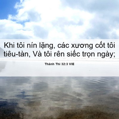 Picture 06 - Thánh Thi 32:3 VIE - Khi tôi nín lặng, các xương cốt tôi - Bible Verse Picture