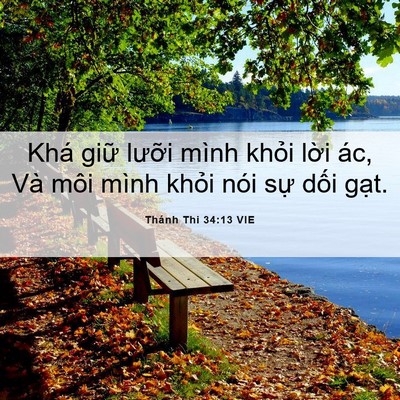 Picture 06 - Thánh Thi 34:13 VIE - Khá giữ lưỡi mình khỏi lời ác, Và - Bible Verse Picture