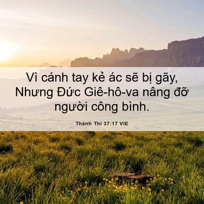 Picture 06 - Thánh Thi 37:17 VIE - Vì cánh tay kẻ ác sẽ bị gãy, Nhưng - Bible Verse Picture