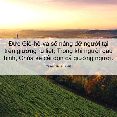 Picture 06 - Thánh Thi 41:3 VIE - Đức Giê-hô-va sẽ nâng đỡ người - Bible Verse Picture