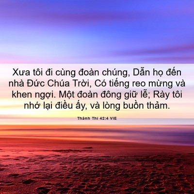 Picture 06 - Thánh Thi 42:4 VIE - Xưa tôi đi cùng đoàn chúng, Dẫn họ - Bible Verse Picture