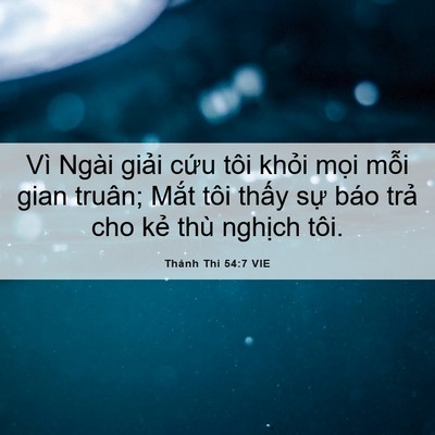 Picture 06 - Thánh Thi 54:7 VIE - Vì Ngài giải cứu tôi khỏi mọi mỗi - Bible Verse Picture