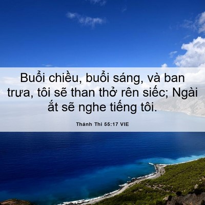 Picture 06 - Thánh Thi 55:17 VIE - Buổi chiều, buổi sáng, và ban trưa, tôi - Bible Verse Picture