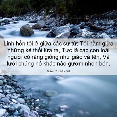 Picture 06 - Thánh Thi 57:4 VIE - Linh hồn tôi ở giữa các sư tử; Tôi - Bible Verse Picture
