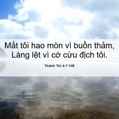 Picture 06 - Thánh Thi 6:7 VIE - Mắt tôi hao mòn vì buồn thảm, Làng - Bible Verse Picture