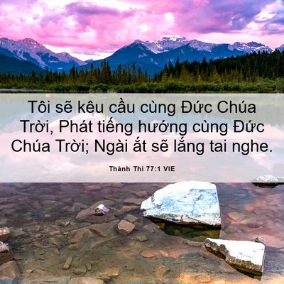 Picture 06 - Thánh Thi 77:1 VIE - Tôi sẽ kêu cầu cùng Đức Chúa Trời, - Bible Verse Picture