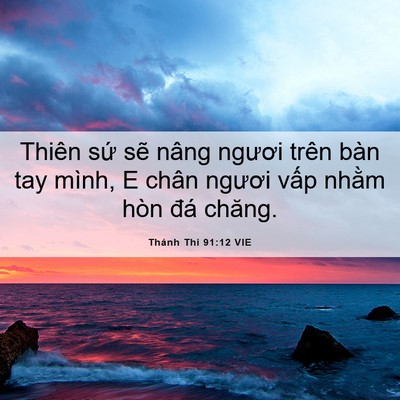 Picture 06 - Thánh Thi 91:12 VIE - Thiên sứ sẽ nâng ngươi trên bàn tay - Bible Verse Picture