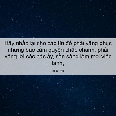 Picture 06 - Tít 3:1 VIE - Hãy nhắc lại cho các tín đồ phải - Bible Verse Picture