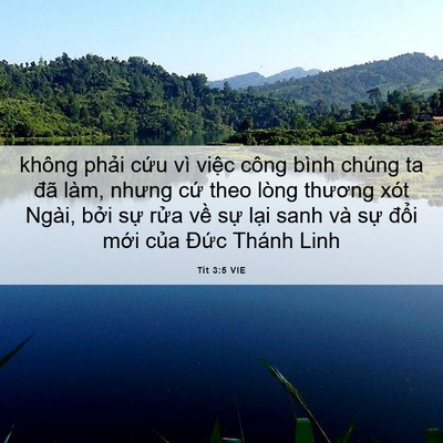 Picture 06 - Tít 3:5 VIE - không phải cứu vì việc công bình chúng - Bible Verse Picture