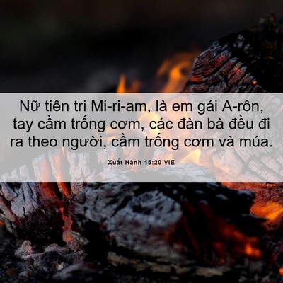 Picture 06 - Xuất Hành 15:20 VIE - Nữ tiên tri Mi-ri-am, là em gái A-rôn, tay - Bible Verse Picture