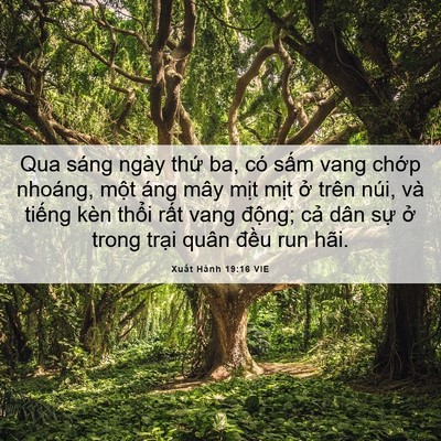 Picture 06 - Xuất Hành 19:16 VIE - Qua sáng ngày thứ ba, có sấm vang chớp - Bible Verse Picture