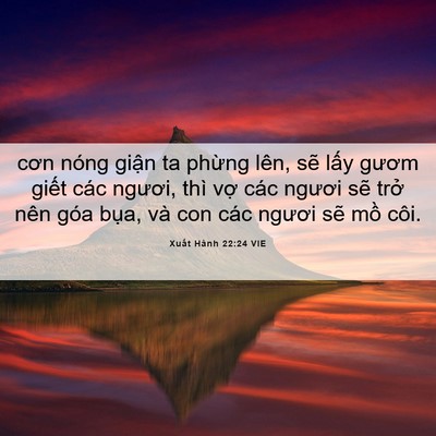 Picture 06 - Xuất Hành 22:24 VIE - cơn nóng giận ta phừng lên, sẽ lấy - Bible Verse Picture