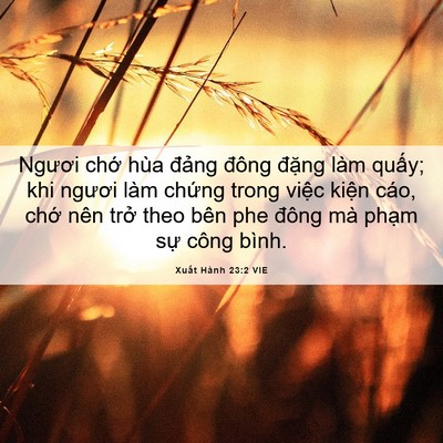 Picture 06 - Xuất Hành 23:2 VIE - Ngươi chớ hùa đảng đông đặng làm - Bible Verse Picture