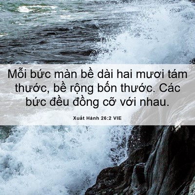 Picture 06 - Xuất Hành 26:2 VIE - Mỗi bức màn bề dài hai mươi tám - Bible Verse Picture