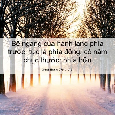 Picture 06 - Xuất Hành 27:13 VIE - Bề ngang của hành lang phía trước, tức - Bible Verse Picture
