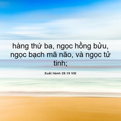 Picture 06 - Xuất Hành 28:19 VIE - hàng thứ ba, ngọc hồng bửu, ngọc - Bible Verse Picture