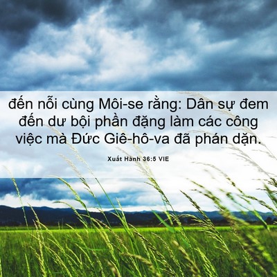 Picture 06 - Xuất Hành 36:5 VIE - đến nỗi cùng Môi-se rằng: Dân sự đem - Bible Verse Picture